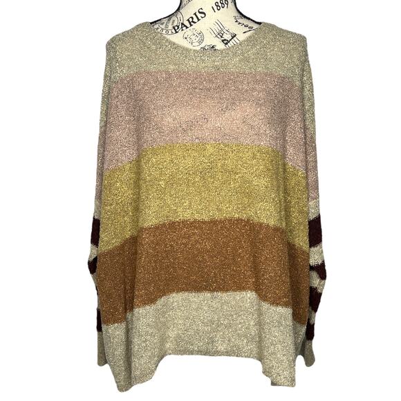 Active USA MEDIUM  Multicolor Colorblock Striped Textured Oversized Sweater - Picture 1 of 9